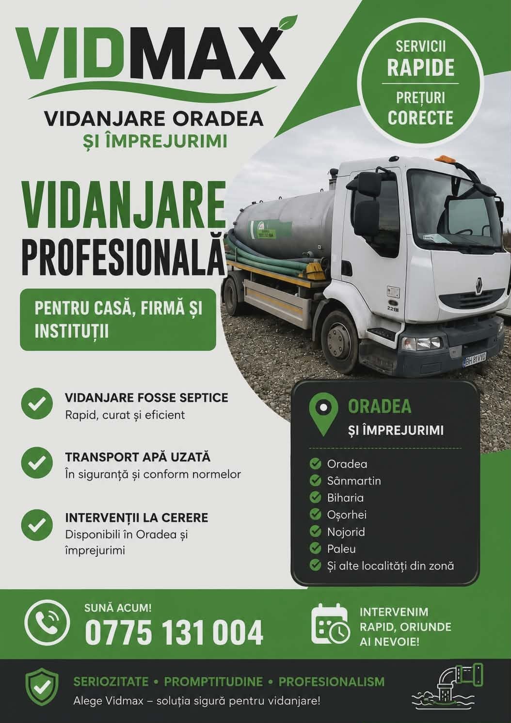 Vidanjare fose septice Oradea
