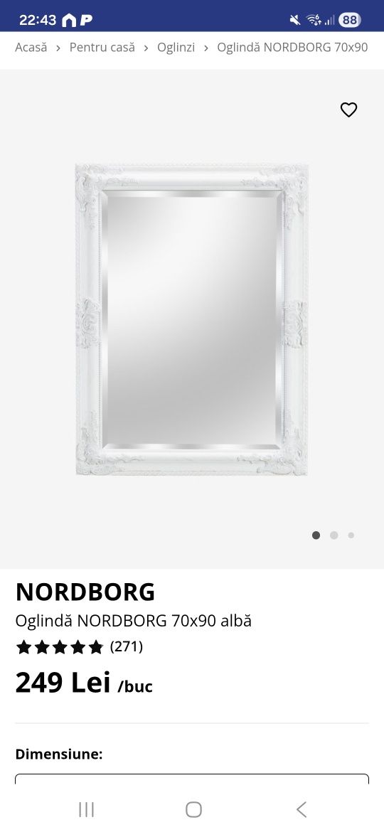 Oglinda Nordborg Argintie