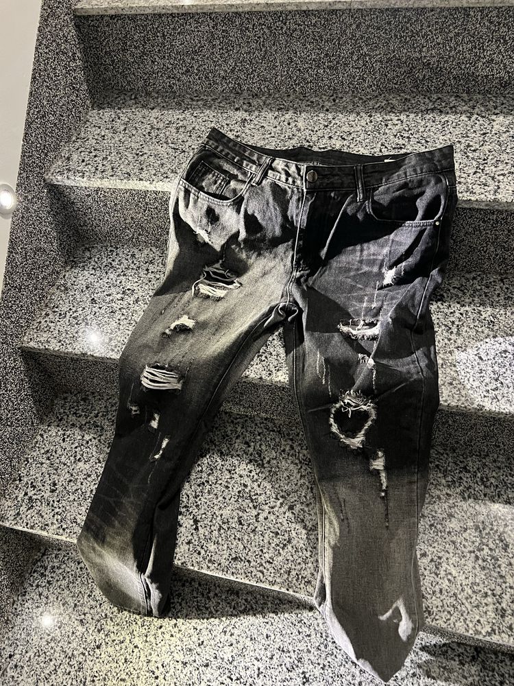 Blugi slim fit (negru cu gri)