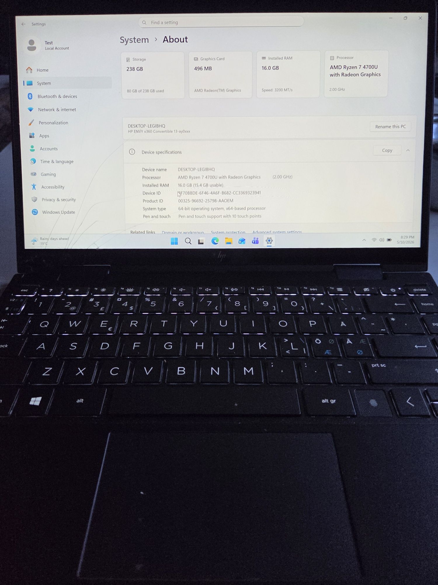 R7 4700U 16GB DDR4 SSD 240GB