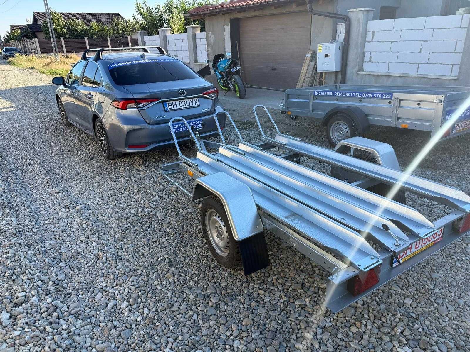 Închiriez remorcă transport motociclete – 3 locuri | 750 kg | Categoria B