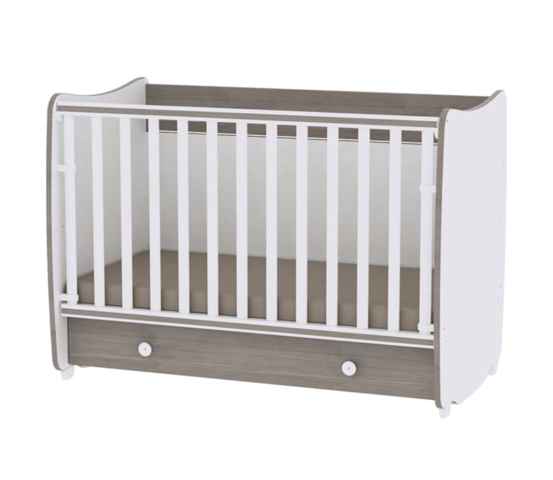 Pătuț bebeluși/pat copii transformabil Lorelli Classic Dream cu saltea cocos 60x120 cm inclusă – Alb & Maro / White & Coffee