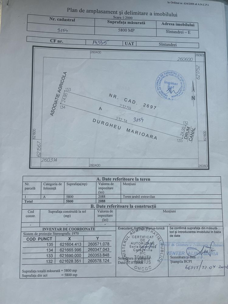 Teren extravilan 5800 m2 Sintandrei