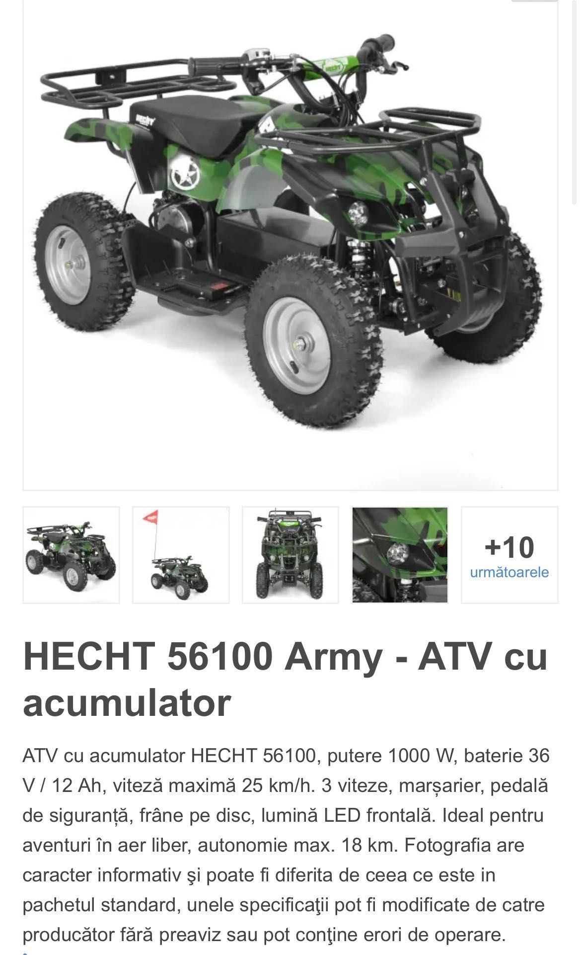ATV pentru copii cu acumulator HECHT 56100 ARMY  *** NOU, in ambalajul original!! ***
