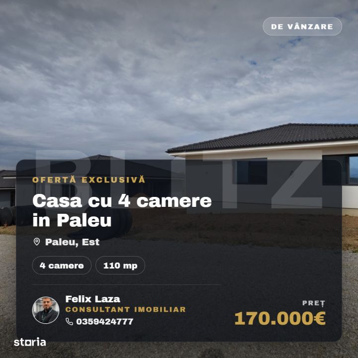 Casa noua cu 4 camere si 500 mp teren | Paleu, langa Oradea