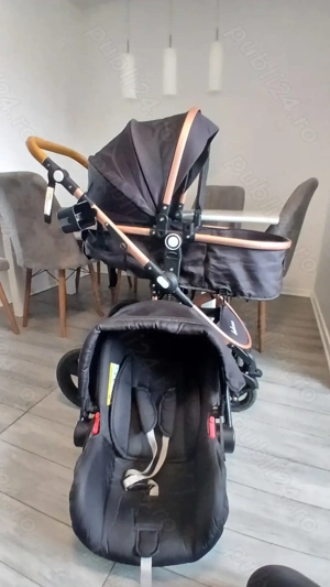 Carucior 3in1, Belecoo, 0-36 luni, landou, suspensii, scoica, negru