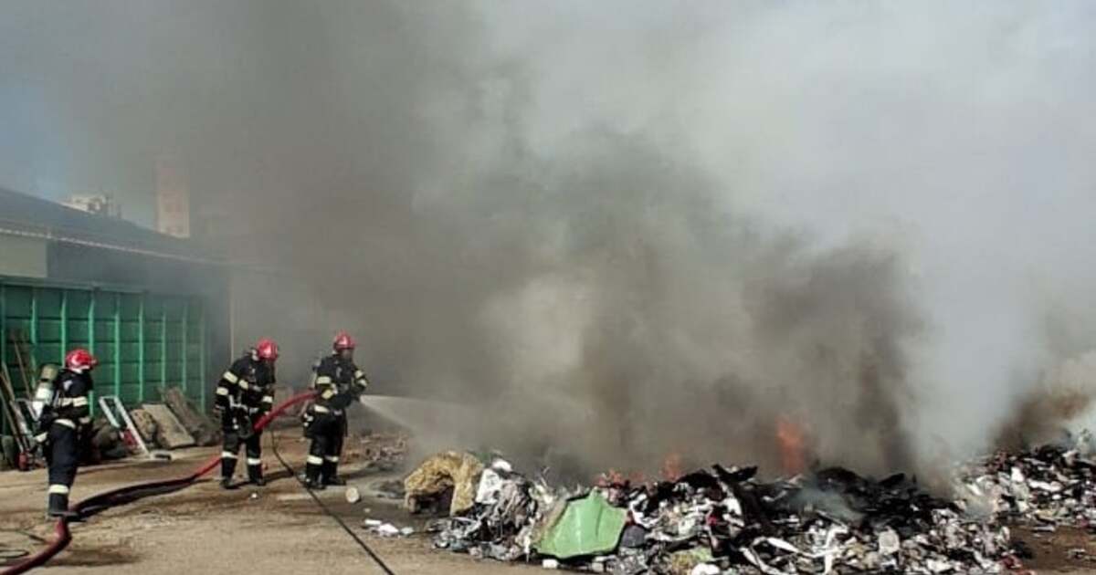 Incendiu violent lângă o hală de cereale în Palota. Au ars 1,5 tone de deșeuri