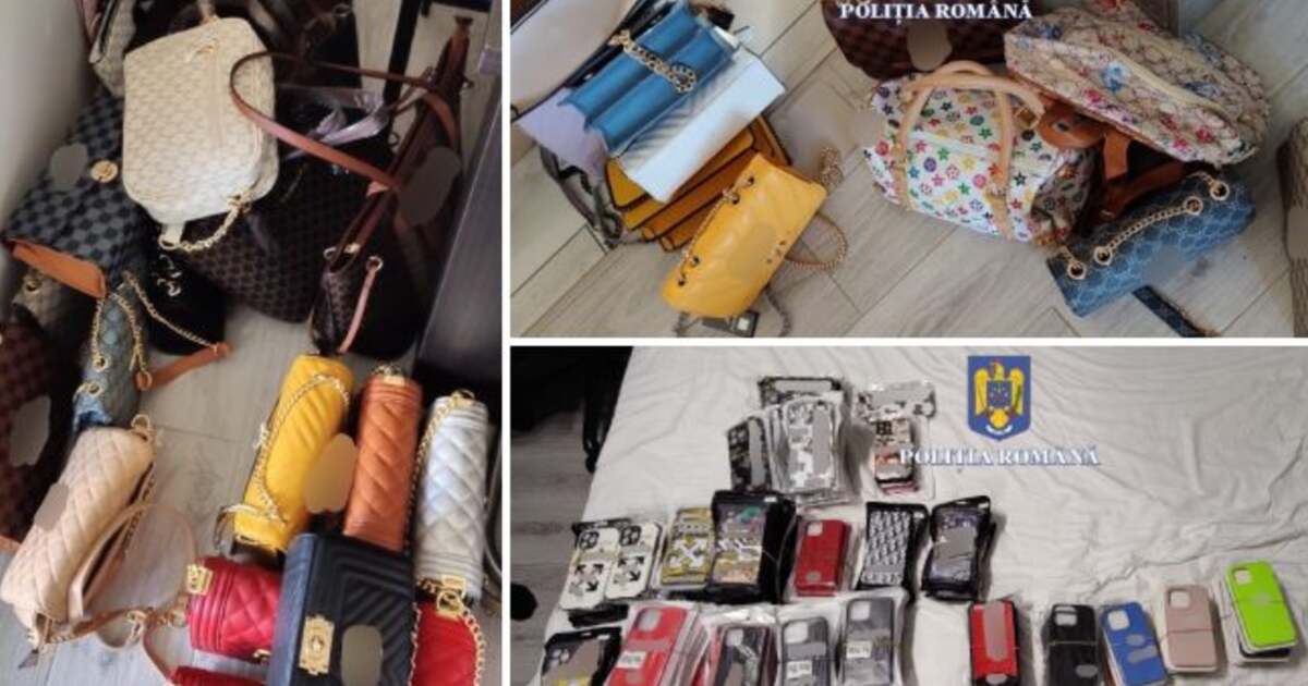 Poșete, huse și șlapi contrafăcuți, cumpărați online cu 10.000 €, găsiți la domiciliul unui bihorean