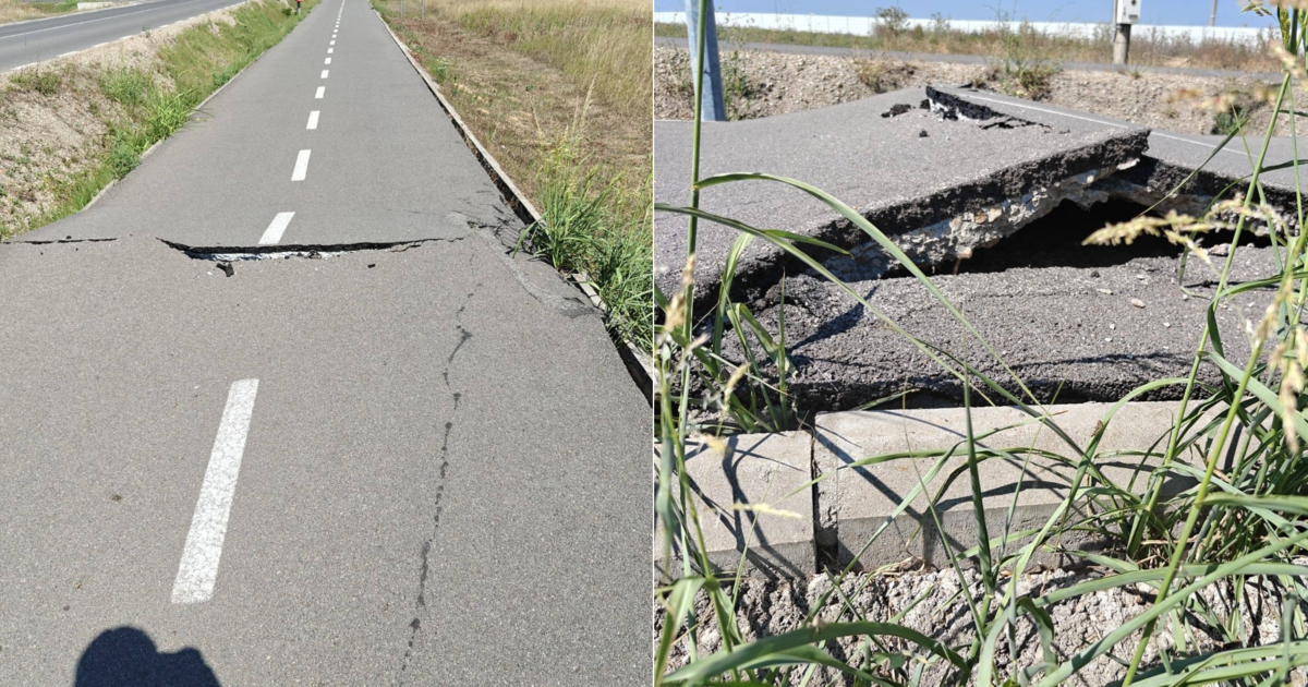 Asfaltul pe vechea pistă de biciclete din Sântandrei s-a crăpat din cauza caniculei. Vezi explicațiile primăriei