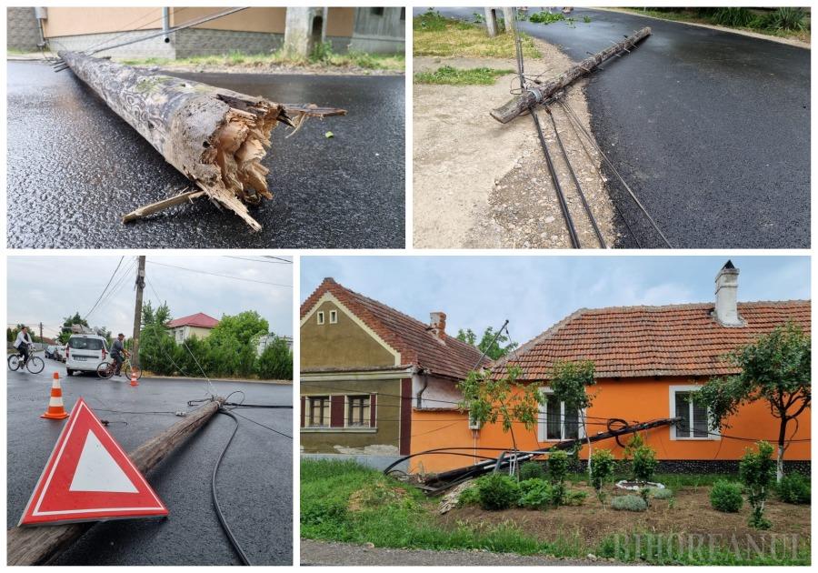 Incident în Sântandrei: Șoferul unei cife de beton a agățat mai multe cabluri și a pus la pământ 9 stâlpi (FOTO/VIDEO)