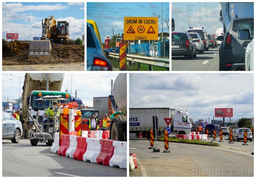 Lucrările la pasajul din Calea Sântandreiului provoacă ambuteiaje pe Centura Oradea: „Crește iarba sub mașină!” (FOTO)