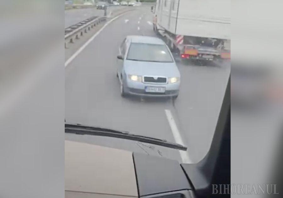 Șoferul care a condus pe contrasens pe Centura Oradea e din Sântandrei. Ce sancțiune i-au dat polițiștii (VIDEO)
