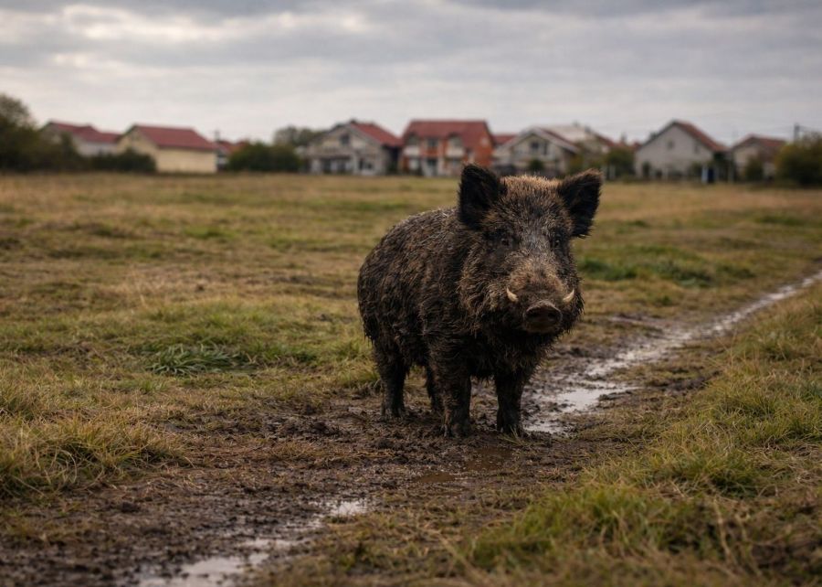 Nu ieşiţi noaptea! Grup de mistreți în zona pârâului Peța, la Sântandrei. Vânătorii au pornit să-i caute